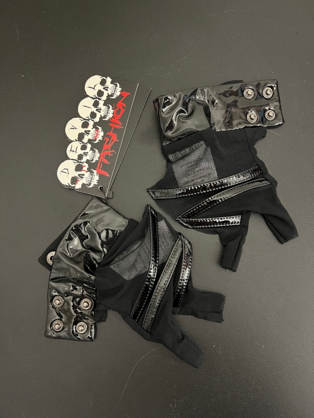 Devil Fashion Mesh and Vinyl Goth Gloves